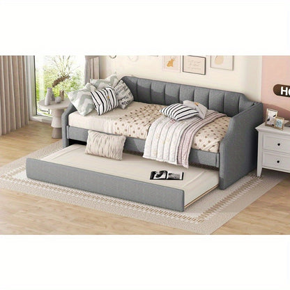 Uitschuifbed – Dagbed – Slaapbank – Eenpersoonsbed – Multifunctioneel Bed – Rollend Frame – Gemakkelijk Montage – Niet-Houten Materiaal – Grijs – Compact Voor Studios