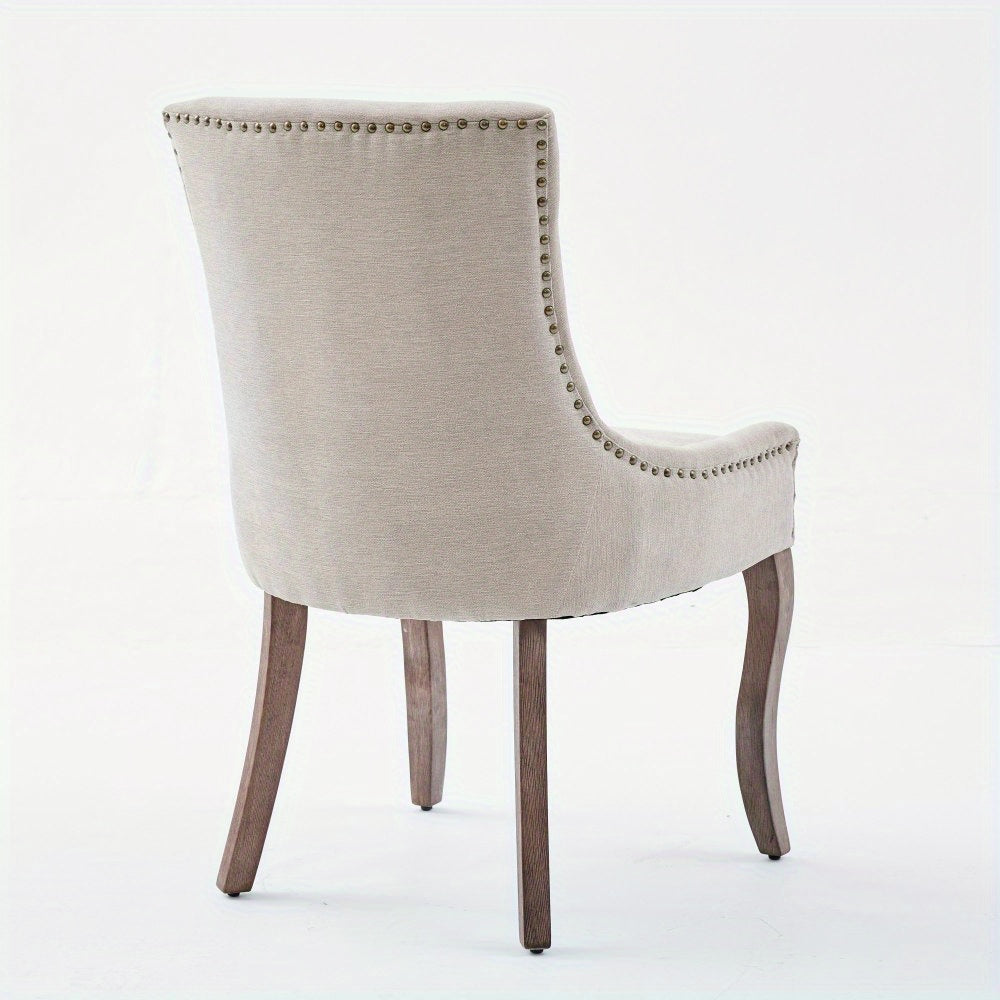 Eetkamerstoel – Stoel – Dining Chair – Side Chair – Beige Stoel – Dik Gevoerd – Houten Poten