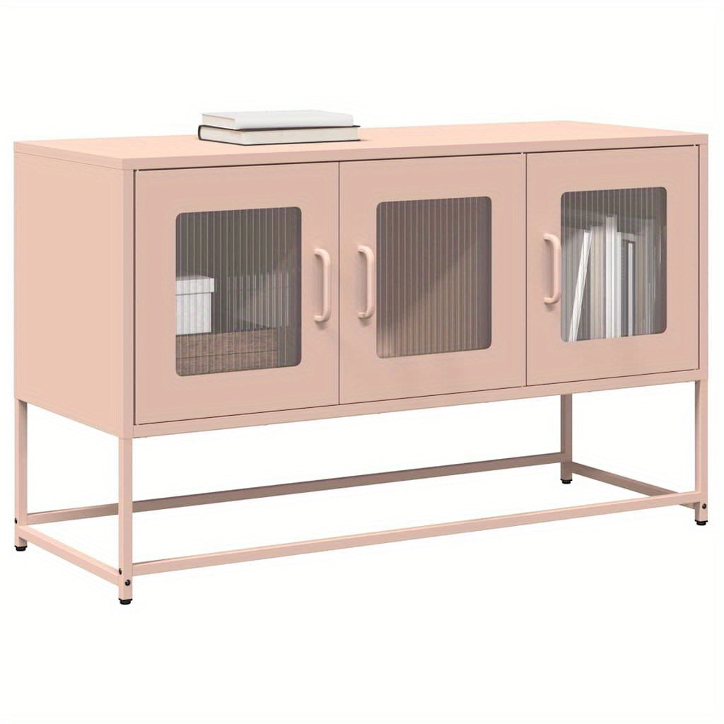TV cabinet pink 100.5x39x60.5cm cold rolled steel TV Stand Entertainment Center with Storage, Media Television Table for Living Room Bedroom