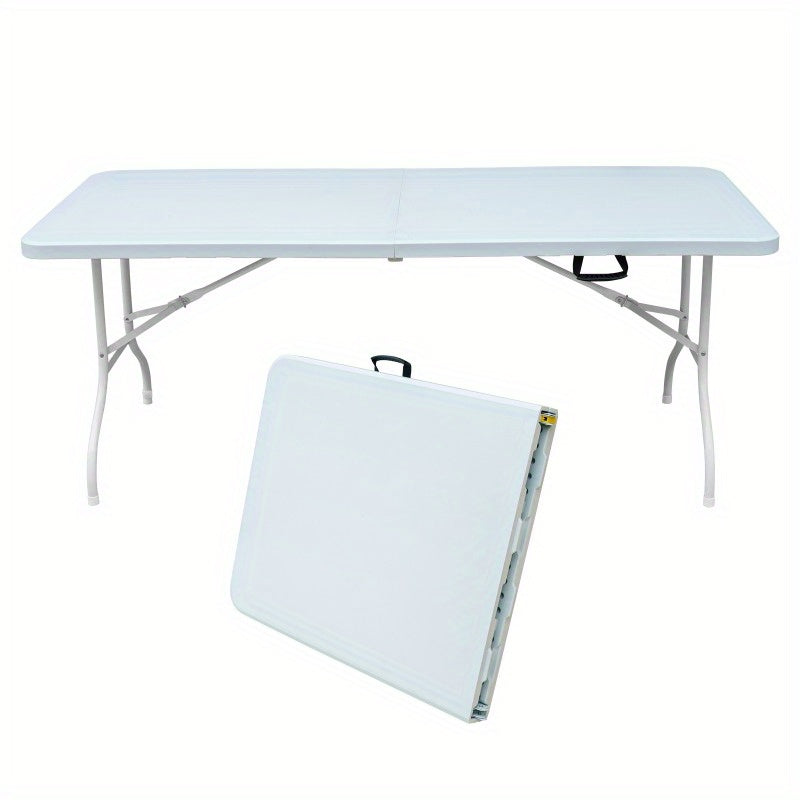 Opvouwbare Tafel – Vouwtafel – Campingtafel – Klaptafel – Werktafel – Verstelbare Hoogte – Stevige IJzeren Constructie – 180 cm – Draagvermogen 135 kg – Wit Retro Design