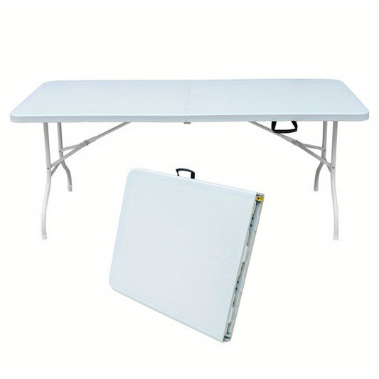 Opvouwbare Tafel – Vouwtafel – Campingtafel – Klaptafel – Werktafel – Verstelbare Hoogte – Stevige IJzeren Constructie – 180 cm – Draagvermogen 135 kg – Wit Retro Design