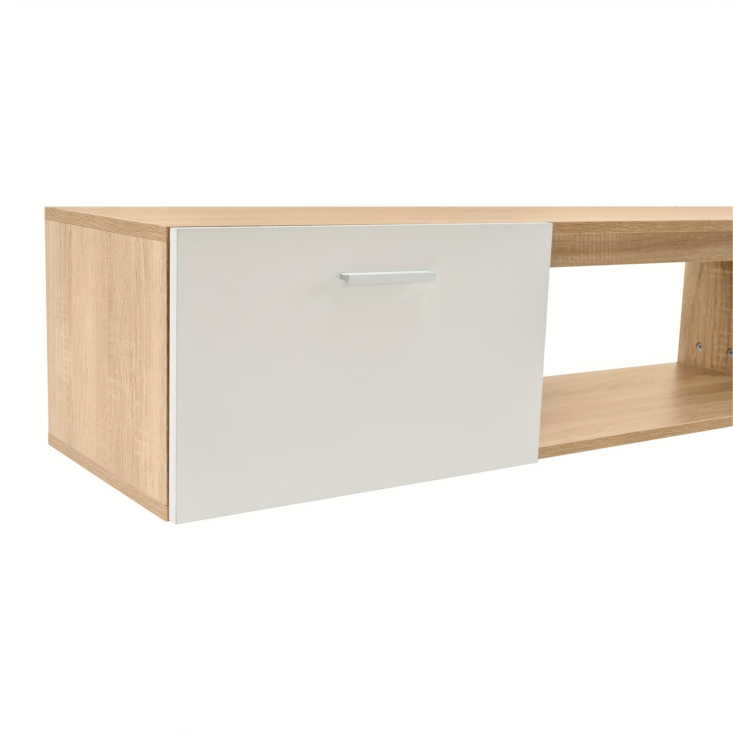 tv-meubel – TV-kast – TV-meubelset – TV-wandmeubel – TV-lowboard – Wit en Eikenhout – Geschikt voor televisies tot 60 inch – Duurzaam massief hardhout