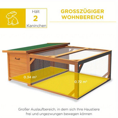 Konijnenhok – Konijnenverblijf – Knaagdierenhok – Knaagdierverblijf – Konijnenkooi – Duurzaam Houten Ontwerp – Weerbestendig Asfalt Dak – 125,5x100x49 cm