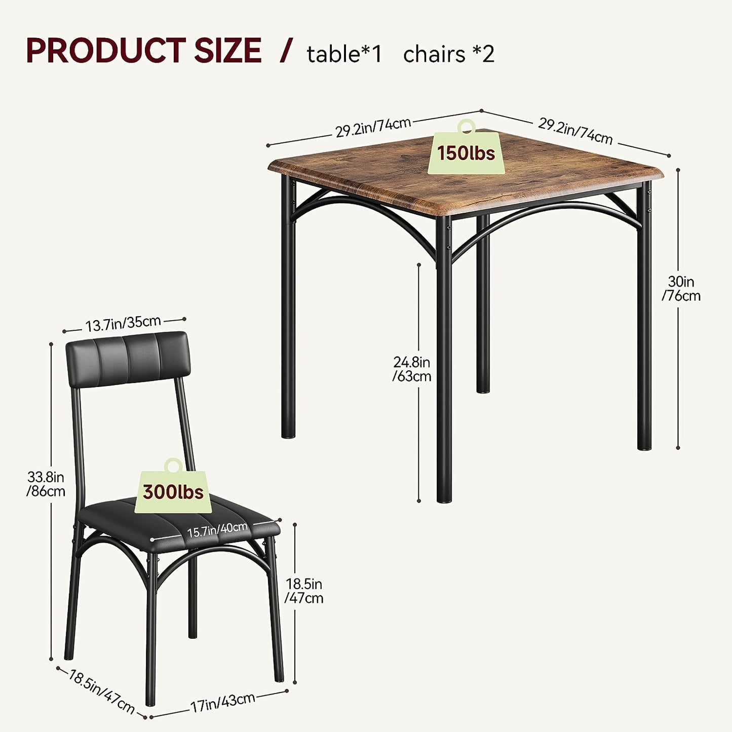 Eetkamerset – Dinerset – Tafel Met Stoelen – Eettafelset – Keukentafelset – Retro Bruin – MDF Met Metalen Frame – Comfortabele Gestoffeerde Stoelen