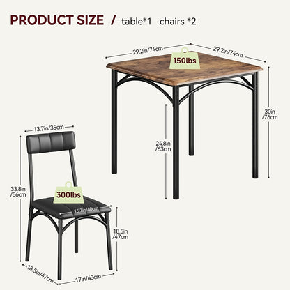 Eetkamerset – Dinerset – Tafel Met Stoelen – Eettafelset – Keukentafelset – Retro Bruin – MDF Met Metalen Frame – Comfortabele Gestoffeerde Stoelen