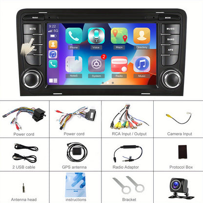 Autoradio – Auto Radio – Multimedia Systeem – Inbouw Radio – Car Stereo – Double DIN – 7 Inch HD Touchscreen – Draadloze Apple CarPlay & Android Auto