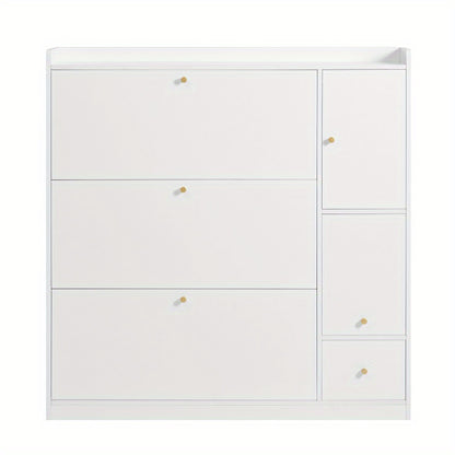 Schoenenkast – Schoenenrek – Schoenenopberger – Schoenenbank – Schoenenmeubel – Wit – Multifunctioneel Kantelbaar – 3 Laden Met Zitbank – Compact 119x24x122 cm – Duurzaam Non-Hout