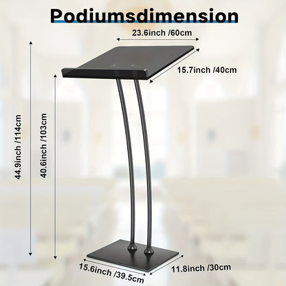 Spreekgestoelte – Lessenaar – Lezenaar – Podium – Presentatiemeubel – Verstelbaar Hoogte – Dik 10mm Acrylblad – Stevige IJzeren Basis