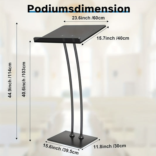 Spreekgestoelte – Lessenaar – Lezenaar – Podium – Presentatiemeubel – Verstelbaar Hoogte – Dik 10mm Acrylblad – Stevige IJzeren Basis