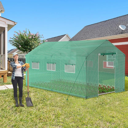 Kas – Kweekkas – Tuinkas – Broeikas – Plantenkas – 4,5x2x2 Meter – UV-bestendig Meshfolie – Ventilatieramen