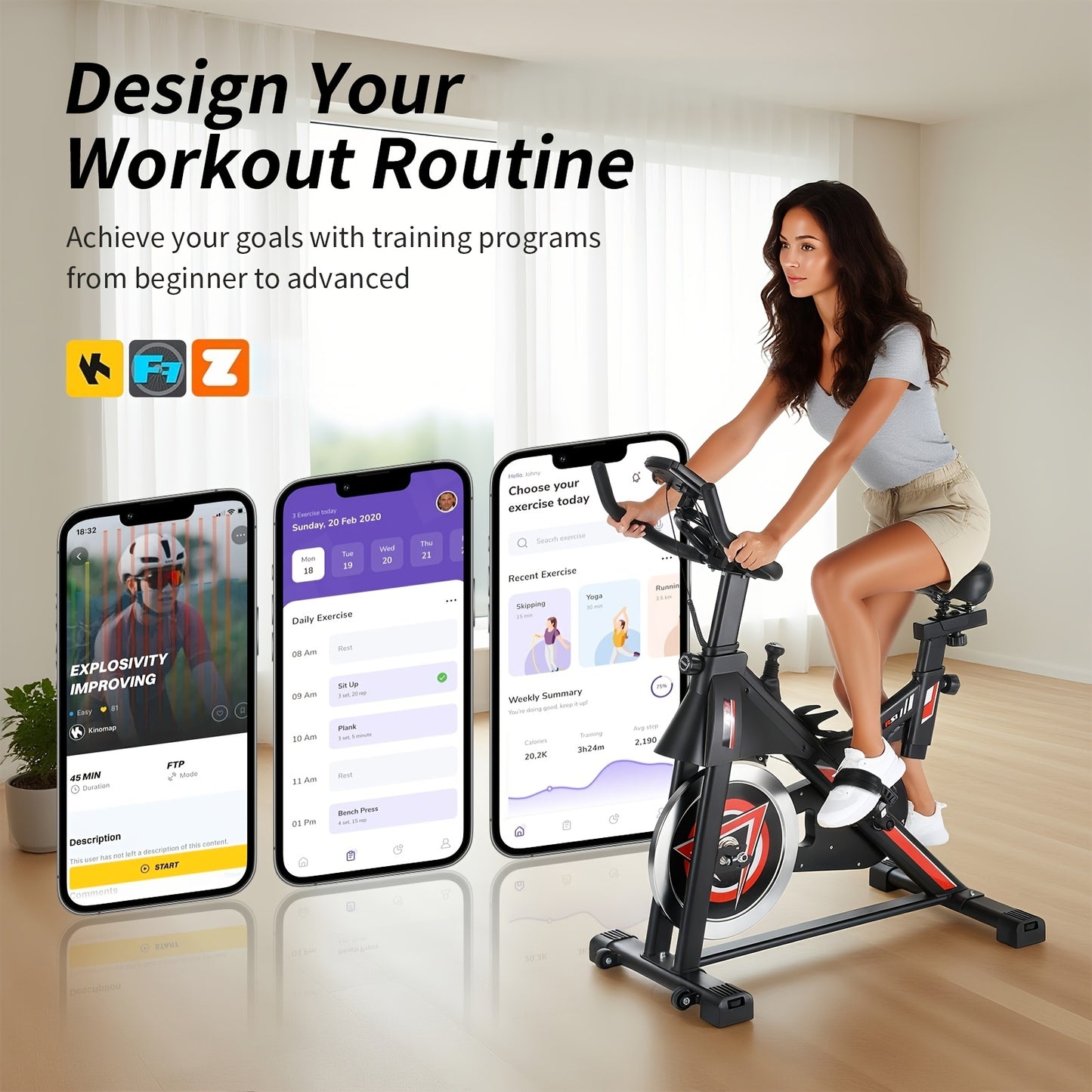 Hometrainer – Fitnessfiets – Spinbike – Exercycle – Indoor Bike – Stil Belt-Driven Systeem – 150 kg Draagvermogen