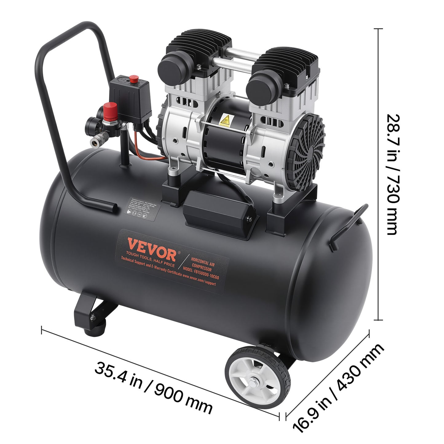 Luchtcompressor – Compressoren – Luchtpomp – Air compressor – Zwart – Olievrij – 15 Gallon – 5,3 CFM bij 90 PSI