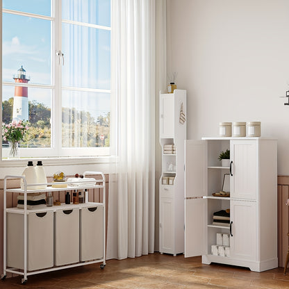 4-deurs Kast – Opbergkast – Bergkast – Dressoir – Wandkast – Wit – Verstelbare Planken – Robuuste Houten Constructie – Compact Ontwerp – 68,5 cm Hoog