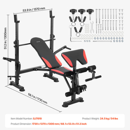 Gewichtbank – Halterbank – Fitnessbank – Trainingsbank – Verstelbare Bank – Inklapbaar – Stevige Stalen Constructie – Comfortabele Bekleding
