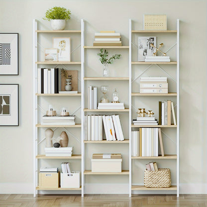 Boekenkast – Vakkenkast – Opbergkast – Boekplank – Wandkast – Vrijstaand – 17 Planken – Verstelbare Plankhoogte – Wit Eikenhout – Draagkracht 340 Kg – 24x152x186 cm
