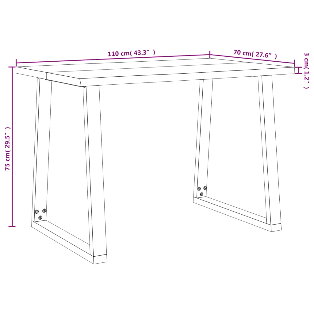 Eethoek Hoekbank Tafelbank Eetkamerset – Massief Acaciahout – Industrieel Metalen Frame – 110 cm – Duurzaam & Natuurlijk Design