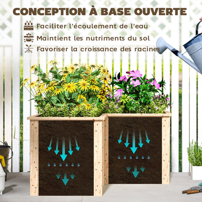 Verhoogde Plantenbak – Moestuinbak – Bloembak – Tuinbak – Kruidenbak – L-vormig Design – Natuurlijk Vurenhout – Open Achterkant – 120x120x62 cm