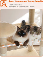 Luxe Kattenboom met Krabpaal - Kattenspeeltoestel - Kattenaccessoires - Huisdierspeelgoed - Groot - 45x55x143cm - Hout - 12,3kg - Beige