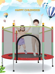TRAMPOLINE - CHILDREN'S TRAMPOLINE - WITH JUMPING AREA - PROTECTION NET - DOOR - ZIPPER - 140 CM - MAXIMUM LOAD 100 KG - BLUE