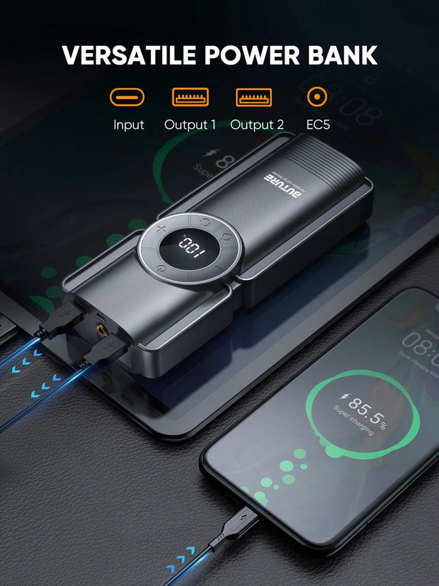 4 In 1 Accu Jumpstarter - Powerbank - Luchtcompressor - Bandenpomp - Multifunctioneel - Digitaal Display - Incl 3 Opzetstukjes - Incl Jumpstart Kabels - Nooit Zonder Stroom - 150 PSI - 20000 MAH - 2500 A - 15V