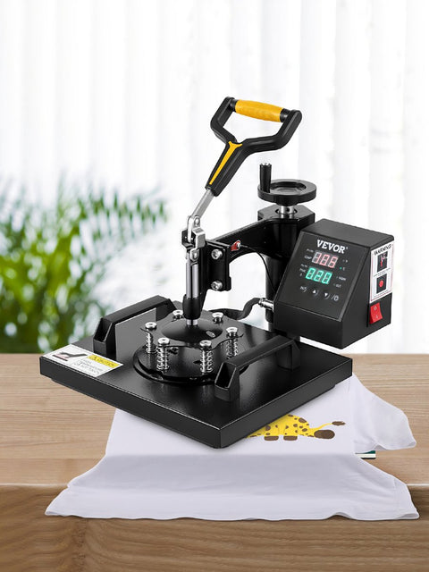 Transferpers - 2 in 1 - Drukmachine - Hittepers - Drukpers - Heat Press Machine - Sublimatie Printer - 25x30CM - Clamshell Sublimatie - Transfer Printer met Teflon Coating Powerpress DIY T-shirt Cap - Zwart