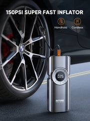 4 In 1 Accu Jumpstarter - Powerbank - Luchtcompressor - Bandenpomp - Multifunctioneel - Digitaal Display - Incl 3 Opzetstukjes - Incl Jumpstart Kabels - Nooit Zonder Stroom - 150 PSI - 20000 MAH - 2500 A - 15V