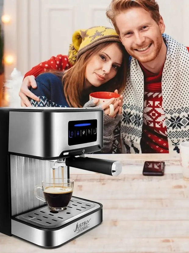 Koffiezetapparaat - Espresso - Espresso Machine - Cappuccino koffiezetapparaat - Melkopschuimer - LCD touch - Semi automatische Pomp - 1200W - Licht grijs
