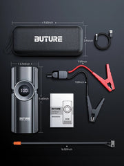 4 In 1 Accu Jumpstarter - Powerbank - Luchtcompressor - Bandenpomp - Multifunctioneel - Digitaal Display - Incl 3 Opzetstukjes - Incl Jumpstart Kabels - Nooit Zonder Stroom - 150 PSI - 20000 MAH - 2500 A - 15V