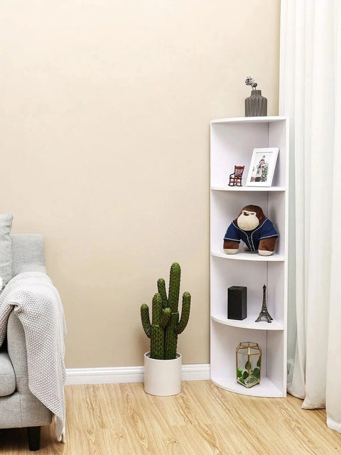 Hoekkast - Hoekdressoir - Kastmeubel - Kastopslag - 4 niveaus - 30 cm x 129,5 cm x 30 cm - Wit