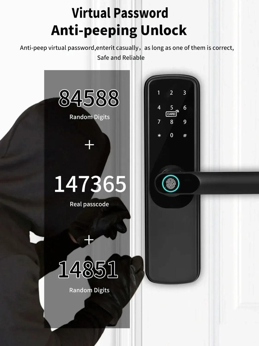 Smartlock - Slim Deurslot - Smart Lock - Vingerafdruk - Toegang Wachtwoord Ic Kaart - Smartlife Ondersteuning