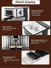 Koffiezetapparaat - Espresso - Espresso Machine - Cappuccino koffiezetapparaat - Melkopschuimer - LCD touch - Semi automatische Pomp - 1200W - Licht grijs