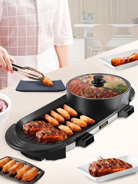 Hotpot Electrisch - Hotpot Pan - Hotpot - Stomer - Slowcooker - Grillplaat - Stoompan - Bbq - Zwart