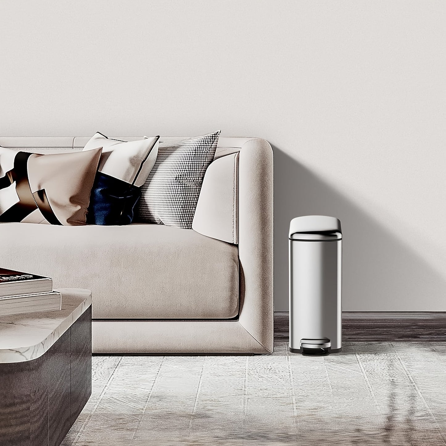 Afvalemmer – Pedaalemmer – Vuilnisbak – Prullenbak – Afvalbak – RVS 2-in-1 set 50L + 8L – Soft-close deksel – Voetpedaal bediening