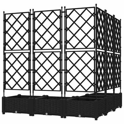 Verhoogde Plantenbak – Tuinbak – Bloembak – Balkonbak – Plantenbak Met Klimplantrek – Zwart – 120x120x125,5 cm – Duurzaam Synthetisch Kunststof – Met Drainage