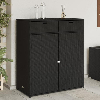 Tuinopbergkast – Tuinkast – Opbergbox – Bergkast – Resin Kast – Zwart Gevlochten Design – Stabiel, Weerbestendig 105x55x113 cm