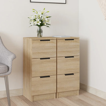 Sideboards 2pcs Sonoma Oak 30x30x70cm Engineered Wood