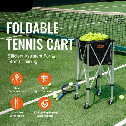Tennisballenbak – Tennisballenmand – Ballenkar – Ballenwagen – Ballentrolley – Inklapbaar – Lichtgewicht Aluminium