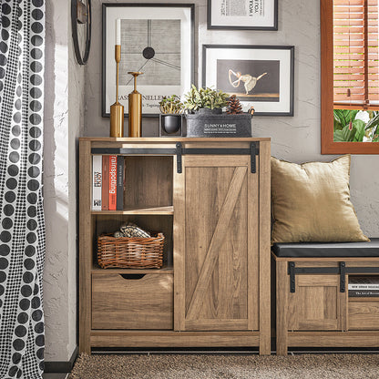 Schuifdeur Kast – Dressoir – Schoenenkast – Opbergkast – Kast Met Schuifdeur – Industrieel Design – Ruimtebesparend – 80x35x92 cm – Metaal En MDF