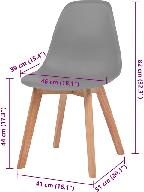 Eetkamerstoelen - Set van 6 - Kunststof - Grijs Eettafel Stoelen - Eetkamerstoelen Set - Grijze Stoelen - Kunststof Stoelen - Comfortabele Stoelen - Grijs