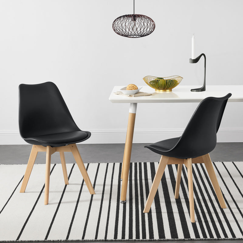 Eetkamerstoel – Stoel – Keukenstoel – Zwarte Stoel – Stoelset 6 Stuks – PU Kunstleer – Massief Beukenhout – 81x49x57 cm – Zithoogte 45 cm