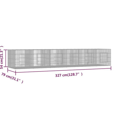 Konijnenhok – Buitenren – Knaagdierenkooi – Dierenverblijf – Binnenren – Gegalvaniseerd IJzer – 327x79x54 cm – Stevig en Weerbestendig