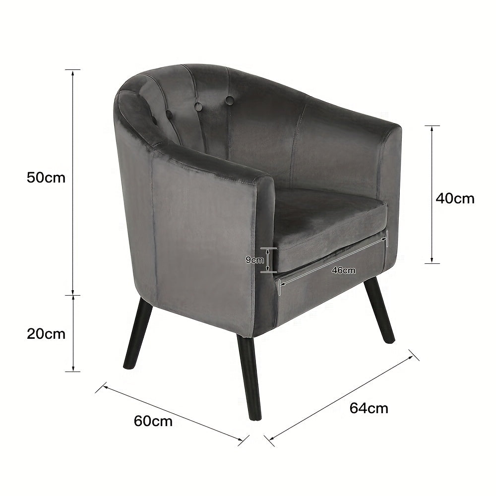 Fauteuil – Accentstoel – Lounge Stoel – Leunstoel – Zetel – Velvet Bekleding – Massief Beukenhouten Poten – Compact 64x60x70 cm