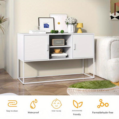 Dressoir – Sideboard – Buffetkast – Opbergkast – Kast – Metalen Constructie – 75x120x40 cm – Wit