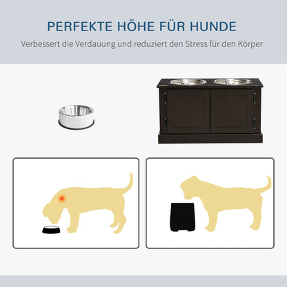 Voederstandaard Grote Hond – Hondenvoederbak – Verhoogde Voedertafel – Hondenetenset – Voerautomaat – Koffiekleur Met RVS Kommen – Ergonomisch Ontwerp – Praktische Opbergruimte