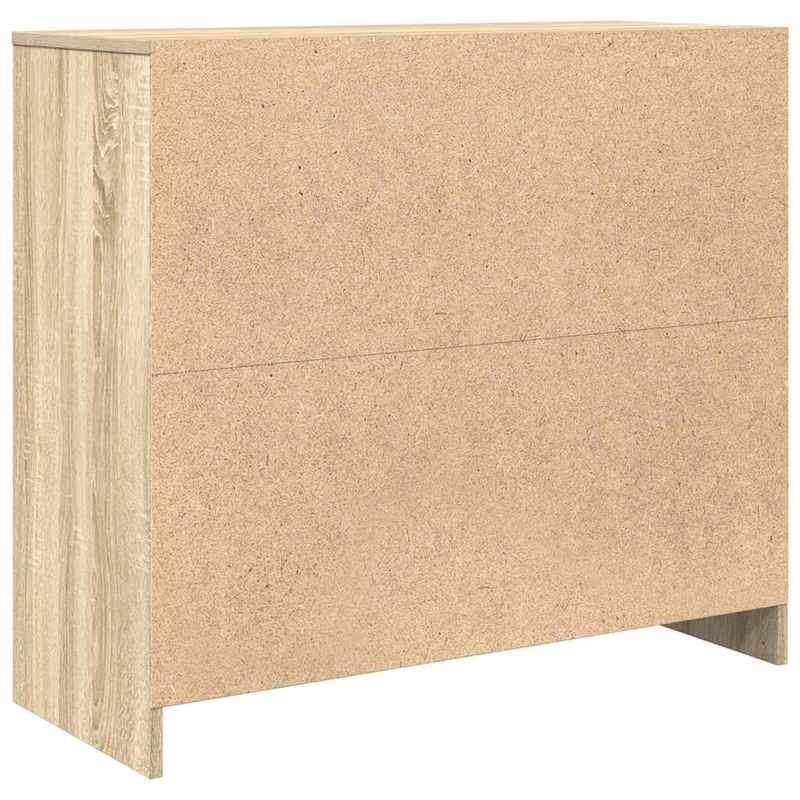 Dressoir – Ladekast – Opbergkast – Woonkamerkast – Commode – Sonoma Classic – Eucalyptus Houtafwerking – 2 Deuren Met Glazen Panelen – 2 Laden – 2 Planken – 90 kg Draagvermogen – Eenvoudige Montage