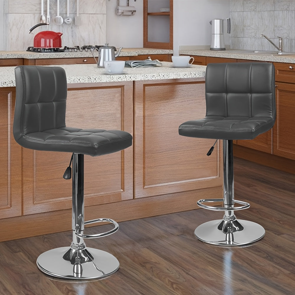 Barstoel – Barkruk – Barstoelen – Keukenstoel – Kruk – Verstelbare Zithoogte – 360° Draaibaar – Kunstleren Bekleding – Ergonomische Rugleuning – Set van 2 – Max. 150 kg