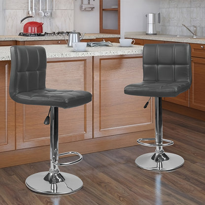 Barstoel – Barkruk – Barstoelen – Keukenstoel – Kruk – Verstelbare Zithoogte – 360° Draaibaar – Kunstleren Bekleding – Ergonomische Rugleuning – Set van 2 – Max. 150 kg