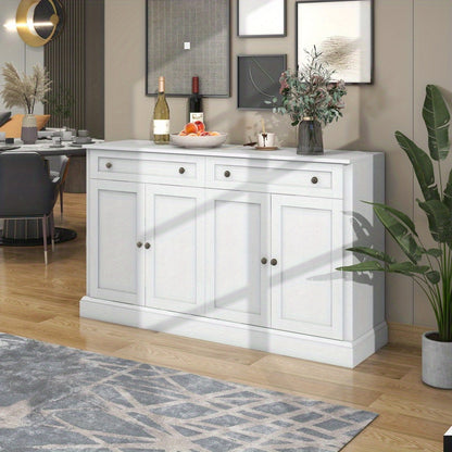 Buffetkast – Dressoir – Sideboard – Opbergkast – Kast – Antiek Wit – Spaanplaat – 150 x 40 x 86 cm – 4 Deuren en 2 Lades