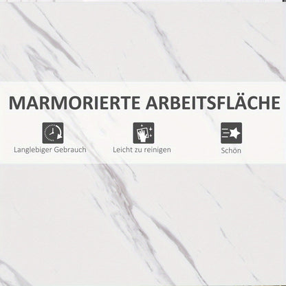 Bartafel – Bar Tafel – Statafel – Keukentafel – Eettafel – Marmerlook Blad – Zwart Metalen Frame – Verstelbare Antislipvoetjes – 120x40x100 cm