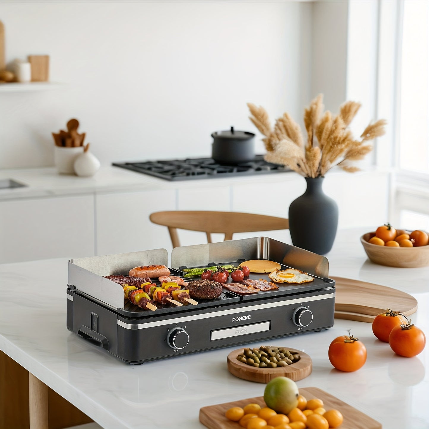 Elektrische Grill – Tafelgrill – Bakplaat – Contactgrill – Gourmetplaat – 2400W Vermogen – Groot 25x30 cm Non-stick Platte